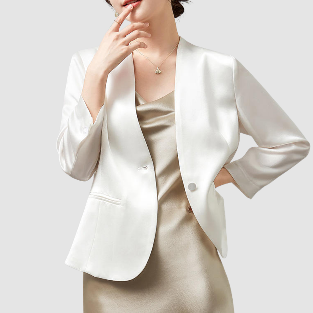 Anna - Eleganter weißer Satin-Blazer
