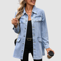 Lena - Lange hellblaue Denim-Jacke