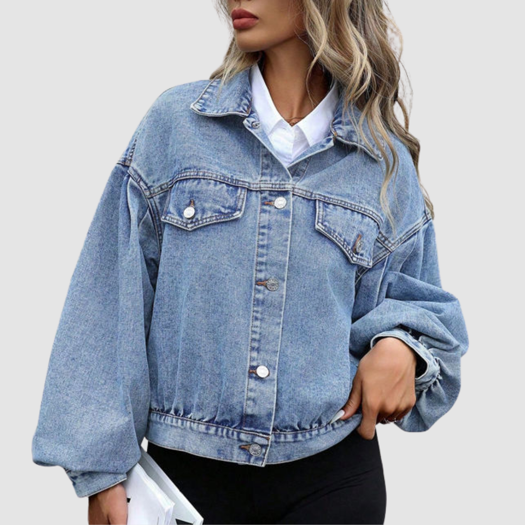 Leonier - Oversize-Jeansjacke mit Ballonärmeln