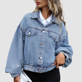 Leonier - Oversize-Jeansjacke mit Ballonärmeln