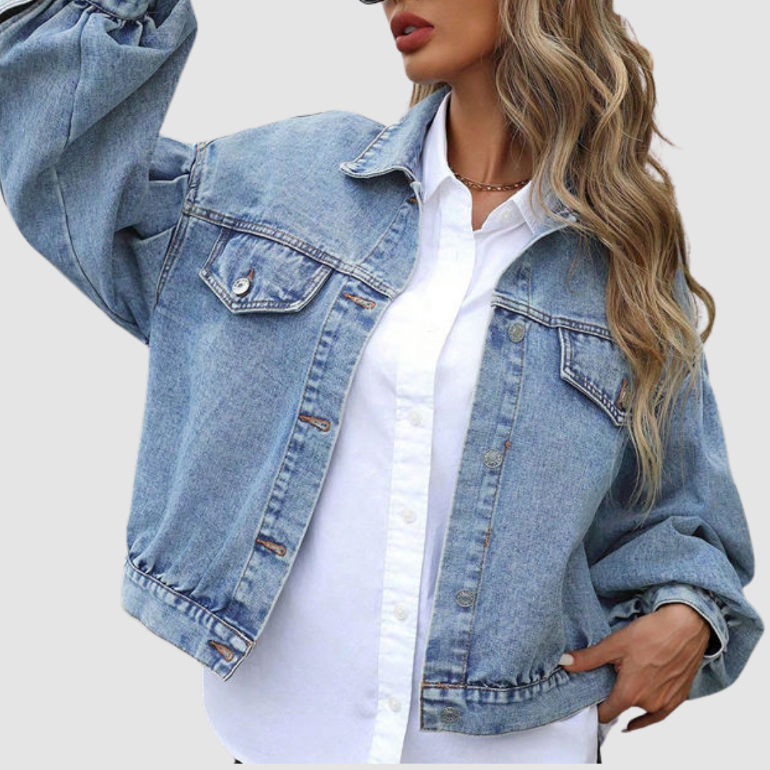 Leonier - Oversize-Jeansjacke mit Ballonärmeln