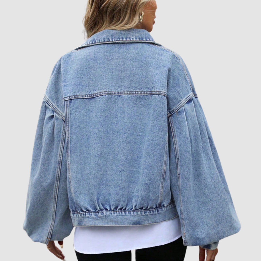 Leonier - Oversize-Jeansjacke mit Ballonärmeln
