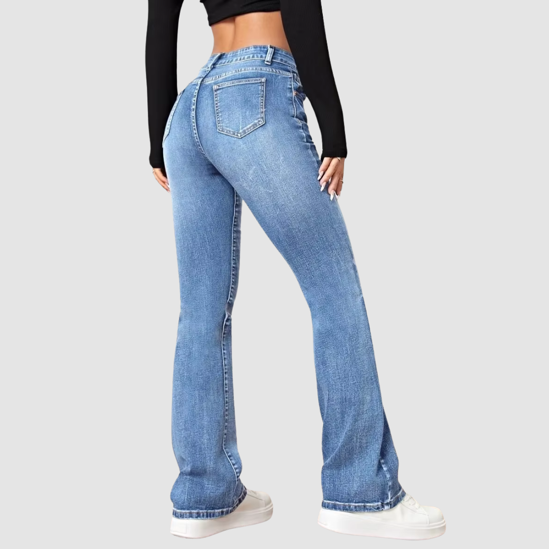 Valentina - Trendige ausgestellte blaue Jeans